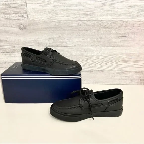 BOYS NAUTICA BLACK BOAT OXFORD SHOES - Picture 2 of 8